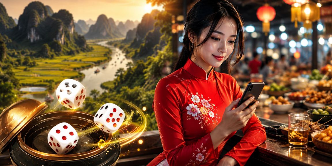 Không gian xổ số và tài xỉu tại Ninh Bình với trang phục áo dài truyền thống